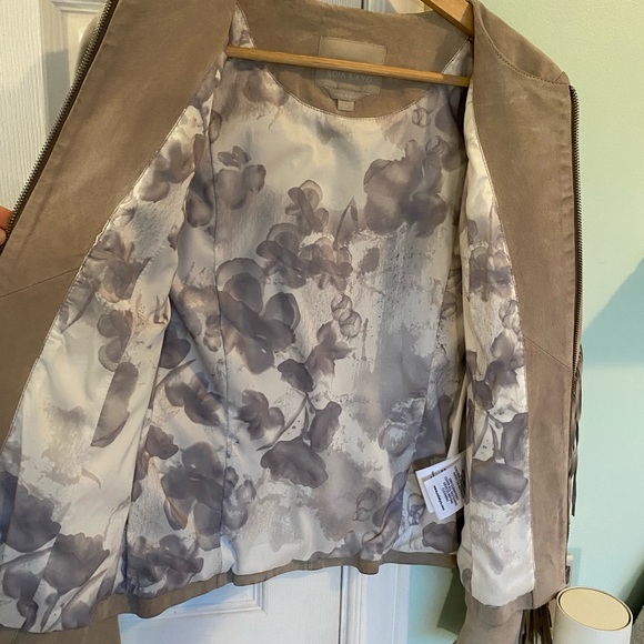 Soia & Kyo Tan/Grey Fringe Suede Jacket Size Small - Picture 8 of 9